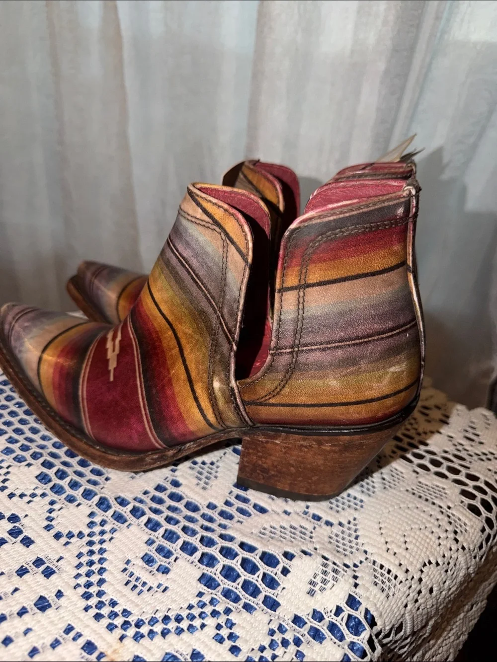 Ariat Men’s Multicolor Serape Pattern Chelsea Boots - Red, Gold, Brown, Blue